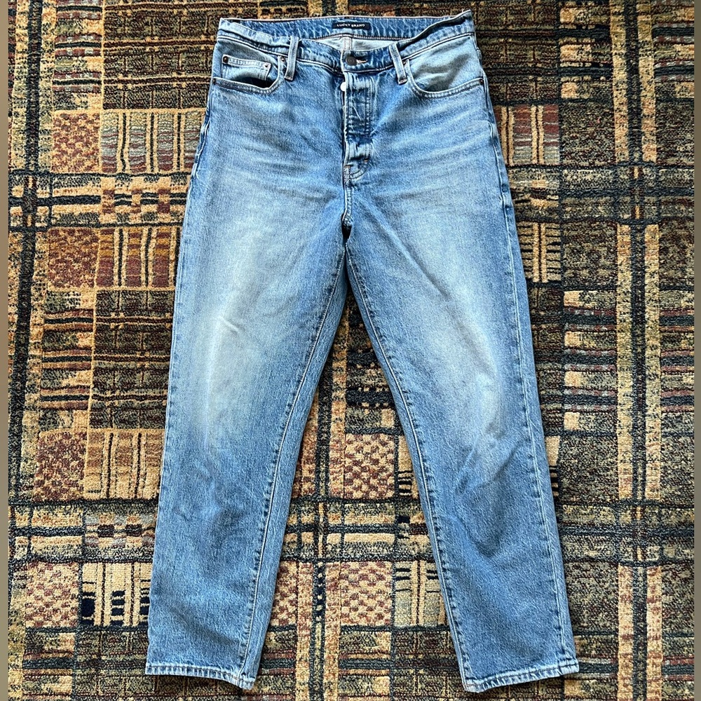 Lucky Brand Women’s Mid-Wash Blue Denim Straight Leg Jeans Button Fly Size 8/29